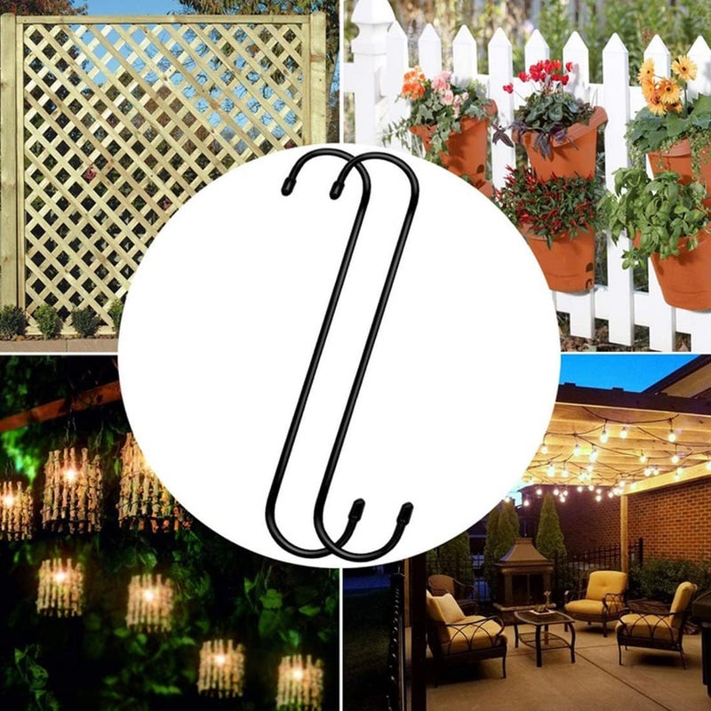 Lchkrep Plant Hooks 6 Pack 10 inch Black,Large Plant Hanger S Hook Garden Hooks for Plants, Hanging Baskets,Flower, Pergola,Garden,Patio,Kitchen,Indoor Outdoor Uses (Black-10inch) - Image 4