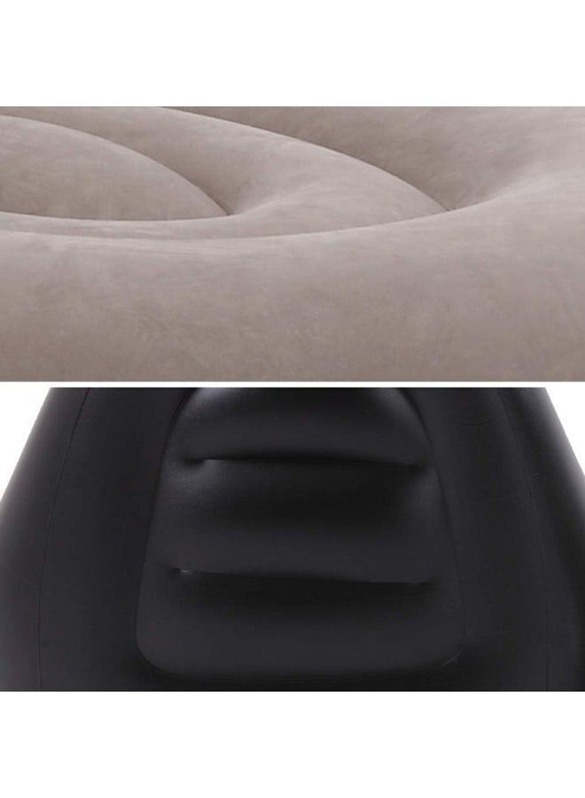 ديكور هيلز أريكة قابلة للنفخ من ديكورهيلز مع مسند للقدمين، لون بيج، كرسي استرخاء هوائي محمول مع مسند للقدمين، أريكة هوائية مقاومة للماء للاستخدام في غرفة المعيشة أو غرفة النوم أو في الهواء الطلق - Image 5