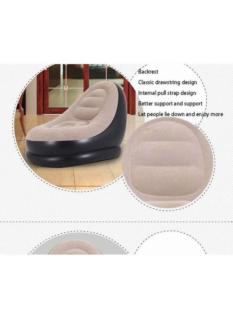ديكور هيلز أريكة قابلة للنفخ من ديكورهيلز مع مسند للقدمين، لون بيج، كرسي استرخاء هوائي محمول مع مسند للقدمين، أريكة هوائية مقاومة للماء للاستخدام في غرفة المعيشة أو غرفة النوم أو في الهواء الطلق - Image 4