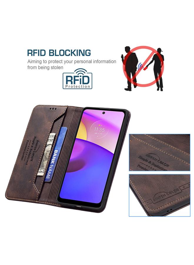 اس-توب جراب هاتف موتورولا موتو E40 / E30 مصنوع من الجلد المغناطيسي المقاوم للسرقة بتقنية RFID - Image 5