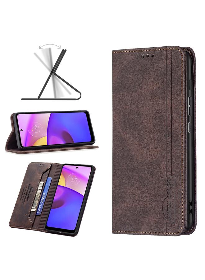 اس-توب جراب هاتف موتورولا موتو E40 / E30 مصنوع من الجلد المغناطيسي المقاوم للسرقة بتقنية RFID - Image 1