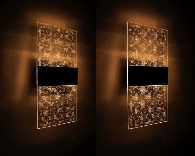PACK OF 2 MODERN LED 15 WATTS DECORATIVE TRANSPARENT INDOOR HOME ACRYLIC WALL LAMP WARM WHITE 2