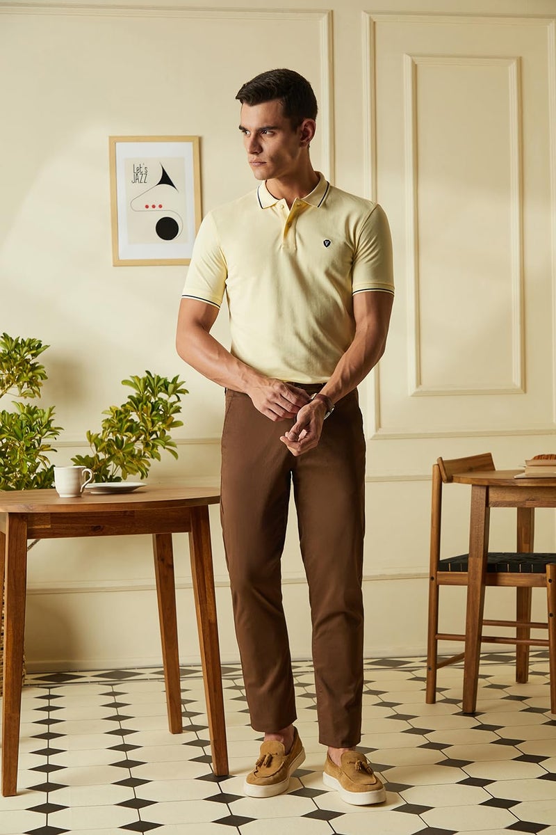 Van Heusen Men's Regular Fit Polo T-Shirt (VSKP517S011421_Cream 2XL) - Image 2