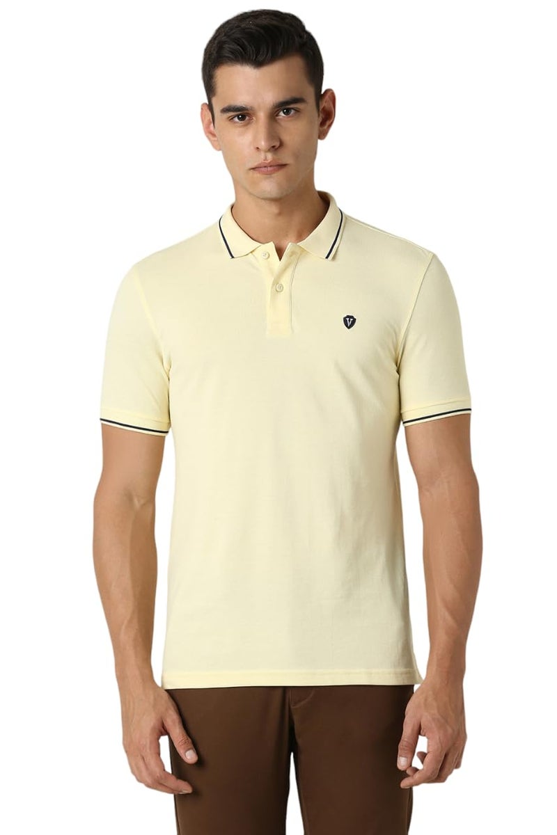 Van Heusen Men's Regular Fit Polo T-Shirt (VSKP517S011421_Cream 2XL) - Image 1