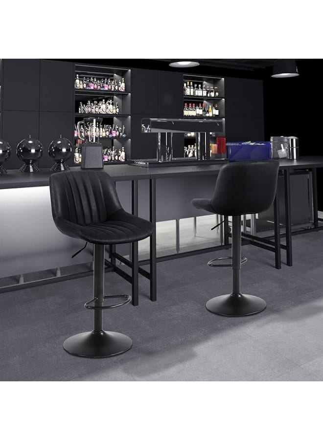 Markero Group Modern Swivel Bar Stool – Adjustable Counter Height with Backrest, Black PU Leather Finish - Image 1