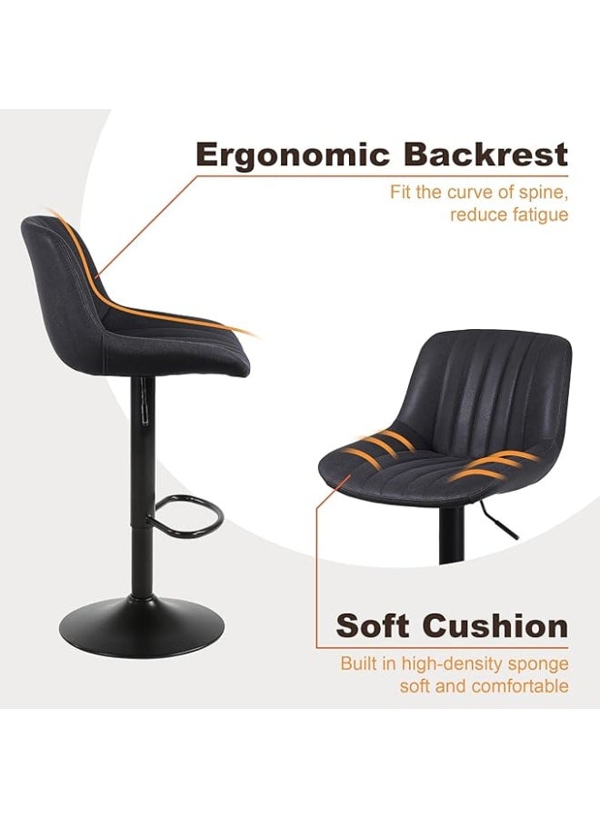 Markero Group Modern Swivel Bar Stool – Adjustable Counter Height with Backrest, Black PU Leather Finish - Image 5