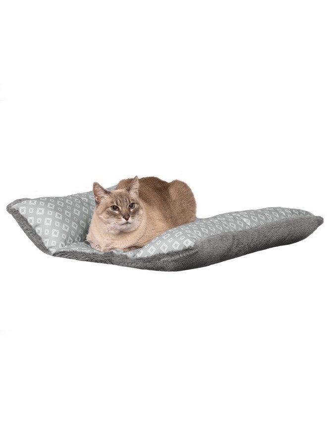 سرير قطط من فورهافن للقطط المنزلية، قابل للغسل مع وسائد قابلة للإزالة، للحيوانات الأليفة التي يصل وزنها إلى 18 رطلاً - سجادة لوف مطبوعة بنقشة ألماس - رمادي، كبير - Image 1