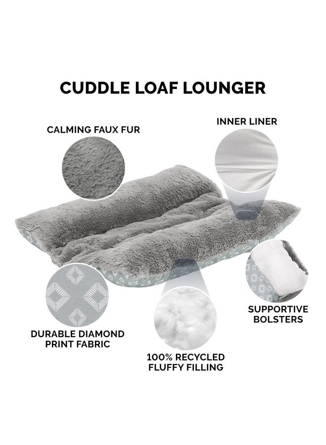 سرير قطط من فورهافن للقطط المنزلية، قابل للغسل مع وسائد قابلة للإزالة، للحيوانات الأليفة التي يصل وزنها إلى 18 رطلاً - سجادة لوف مطبوعة بنقشة ألماس - رمادي، كبير - Image 4