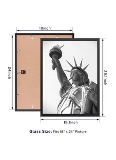 ONE WALL ONE WALL Tempered Glass 18x24 Poster Frame, Black Wood Photo Picture Frame for Wall Vertically or Horizontally Display - Mounting Hardware Included  - Image 2