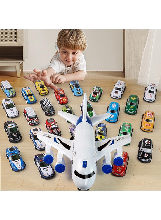 فيكسبلورن مركبات مصبوبة بالقالب طائرة مسار لعبة أطفال، طائرة تخزين محاكاة للأطفال، طائرة لعبة طائرة اثنين في واحد، تأتي مع 12 سيارة لعبة، مناسبة كهدية للأطفال من سن 3 سنوات فأكثر. - Image 5