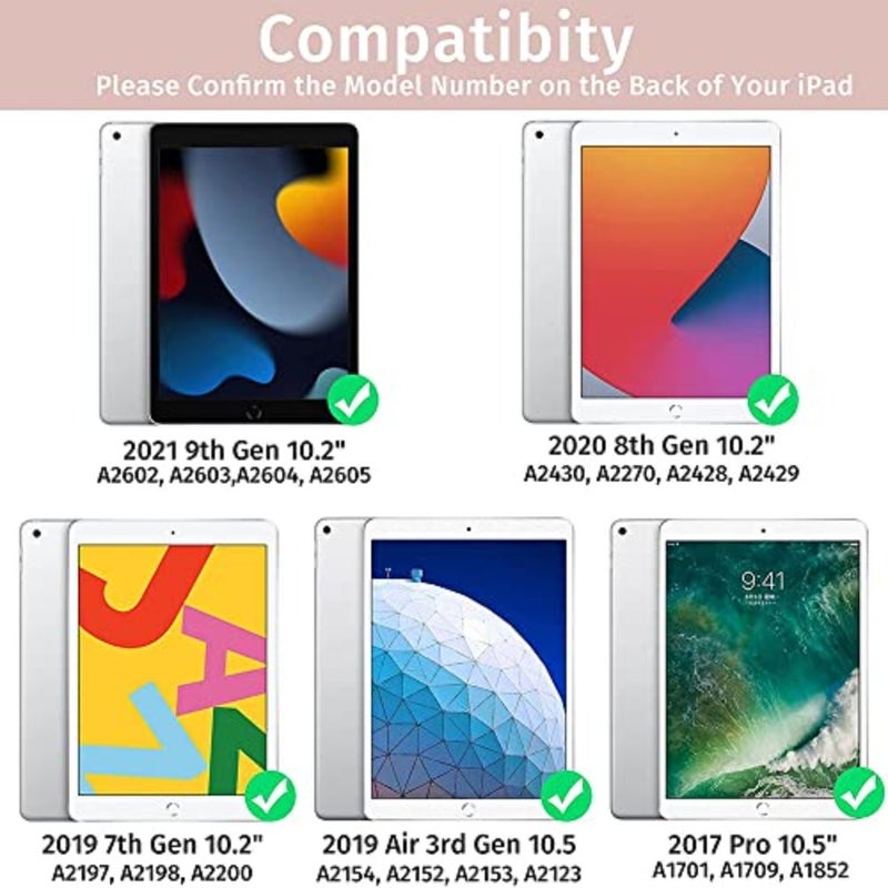 حافظة لوحة مفاتيح iPad لجهاز iPad 10.2 الجيل التاسع/الثامن/السابع وiPad Pro/Air 10.5، حامل قلم Apple مدمج، لوحة مفاتيح بلوتوث بإضاءة خلفية، خاصية النوم/الاستيقاظ التلقائي، ألومنيوم ذهبي وردي - Image 2