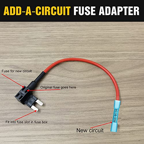 Gebildet جبيلدت 6 قطع 12 فولت 24 فولت صغيرة إضافة دائرة فيوز تاب مع أطراف انكماش حراري، حامل فيوز صغير بليد مع مجموعة أسلاك، 6 قطع فيوز (5A/10A/15A) ومزيل فيوز - Image 4