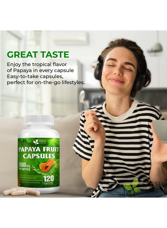 FRESHDRINKUS, 120 Papaya Fruit Extract Capsules| Papain Enzyme| 100% from Natural Papaya Fruit Extract| 500mg per Capsule| 1,000mg per Serving| 60 Days Supply| Vegan Capsulesc Non-GMO, Gluten-Free - Image 5