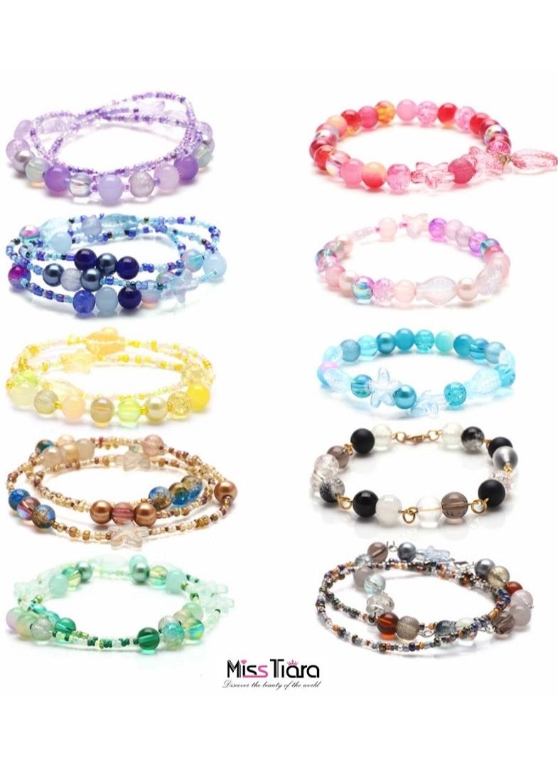 5 Pack 8MM DIY Glass Beads with millet beads and 14MM Starfish Shaped Beads Kit Mixed Colors For Jewelry Bracelet Necklace And Art Craft