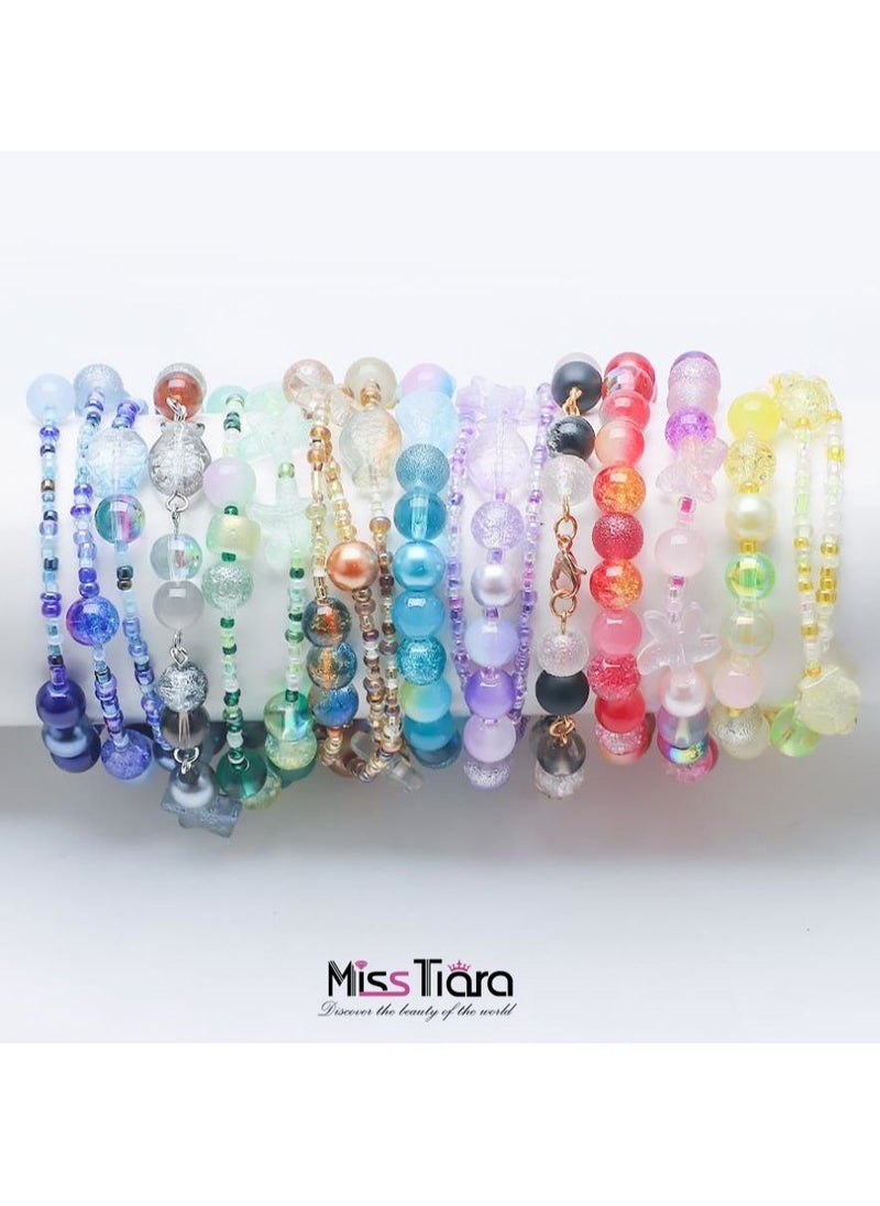 5 Pack 8MM DIY Glass Beads with millet beads and 14MM Starfish Shaped Beads Kit Mixed Colors For Jewelry Bracelet Necklace And Art Craft