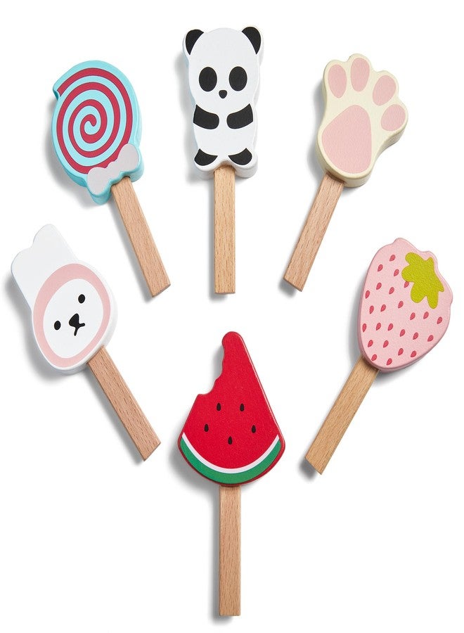 medoga Wooden Ice Cream Truck Toy Play Set with Ice Cream Toy Pretend Play Food Truck Play Kitchen Accessories with Ice Lolly & Shovel & Menu Wooden Toy Gift for 3 4 5 6 7 8 Year Old Girls Boys - Image 2