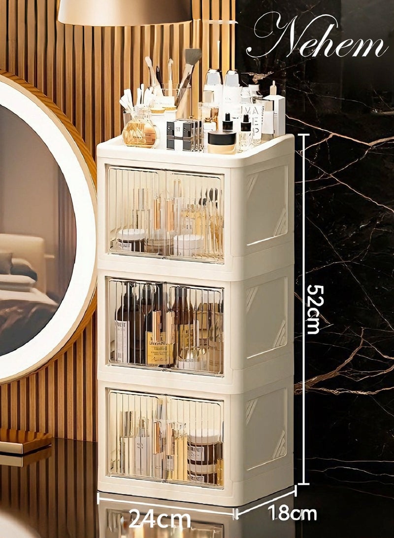 nehem Foldable Makeup small organizer & Perfume Organizer - Large Capacity Home Pharmacy Storage Box, Dust-Proof Desktop Organizer for Lipstick, Masks, Jewelry | Space-Saving Cosmetic & Accessories Holder - Image 2