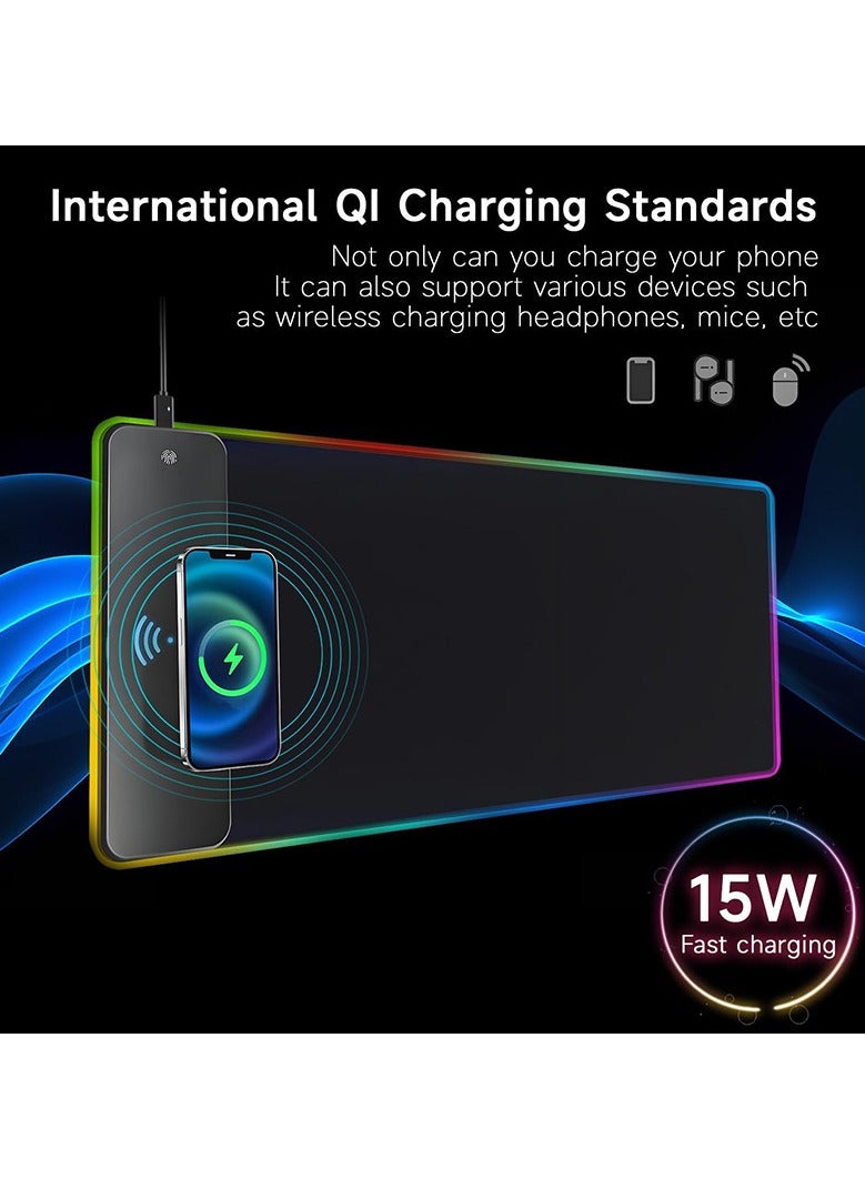 General Luminous wireless charging mouse pad super large dirt resistant custom mouse pad desk pad 15w fast charging keyboard pad  - Image 1