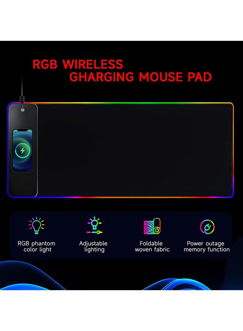 General Luminous wireless charging mouse pad super large dirt resistant custom mouse pad desk pad 15w fast charging keyboard pad  - Image 2