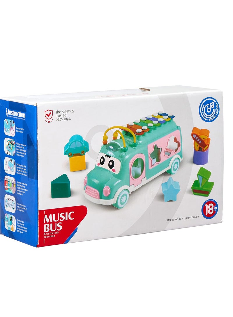 Generic Musical Toys, Musical Bus Toys with Piano Rhythm Puzzle for Kids Gifts - Multicolor - Image 1