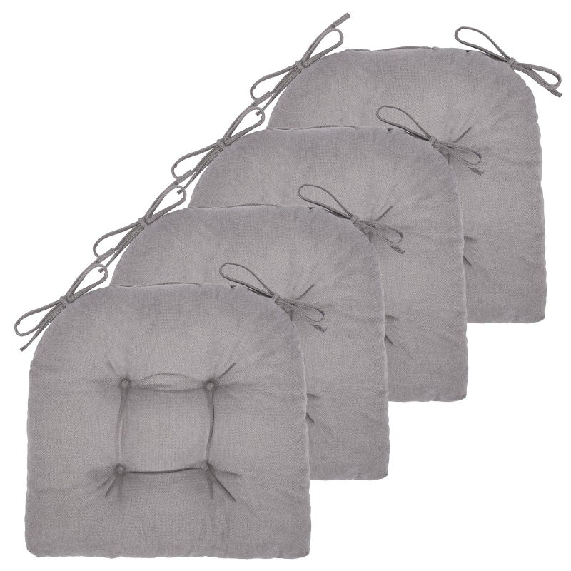 JAMPAYANG Chair Cushion 4 Pack Chair Cushions for Dining Chairs Chair Pads and Mat with Ties for Indoor Kitchen Seat and Desk 4 Count  17 x 16 in Light Grey