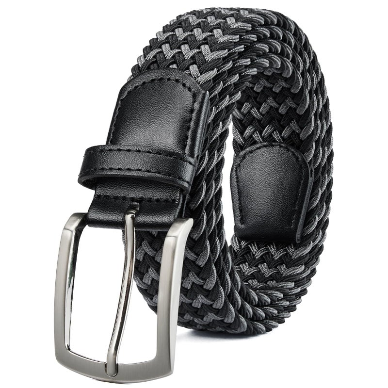 BOSTANTEN Stretch Belts for Men Braided Woven Belts Men 1 3/8", Gift for Golf Pants Casual Shorts Jeans - Image 1