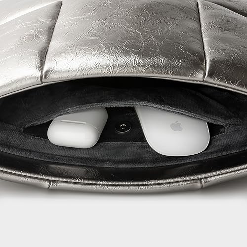 Comfyable Puffy Laptop Sleeve 13 Inch 14 Inch, Puffer Laptop Carrying Case, Pillow Case Compatible with MacBook Air M4 2025 M3 M2 M1, MacBook Pro M5 M4 Pro/Max, Silver - Image 4