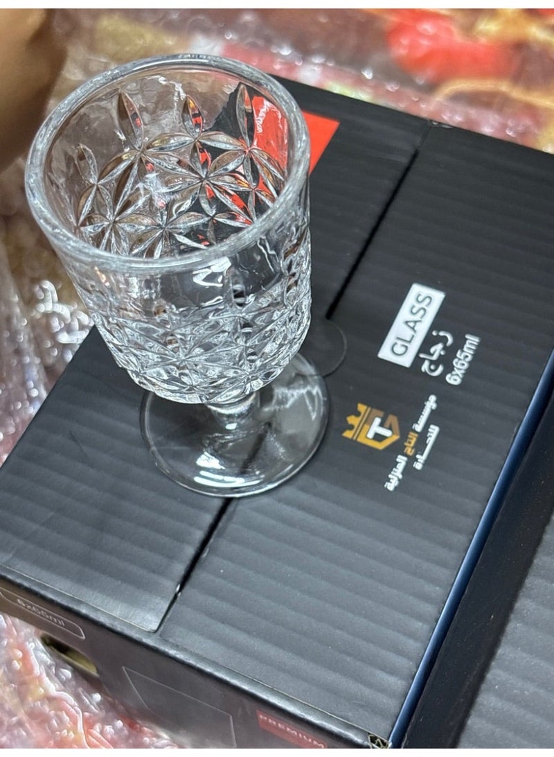 Set of 6 glass cups with base for juice and all drinks and for all occasions and receptions Capacity 65 mm - Image 3