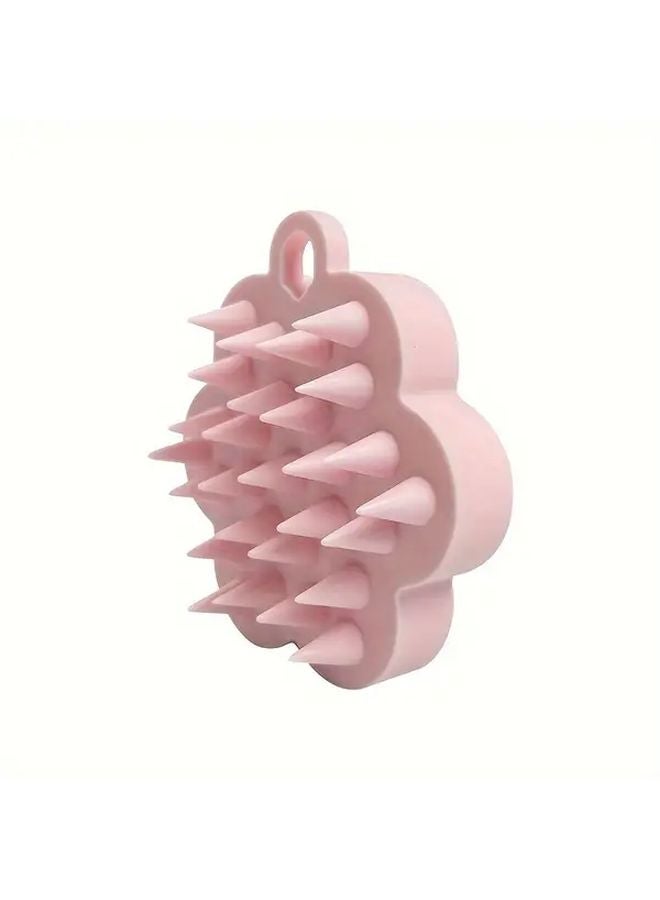 Pink Silicone Scalp Massager Shampoo Brush For Wet Dry Hair Men Women Pets - Image 1