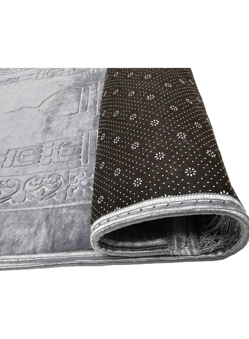 Fabienne Pack of 2 Anti-Slip Islamic Prayer Mats 80x120 cm Premium Comfort & Quality Couple Prayer Rug Set Grey - Image 5