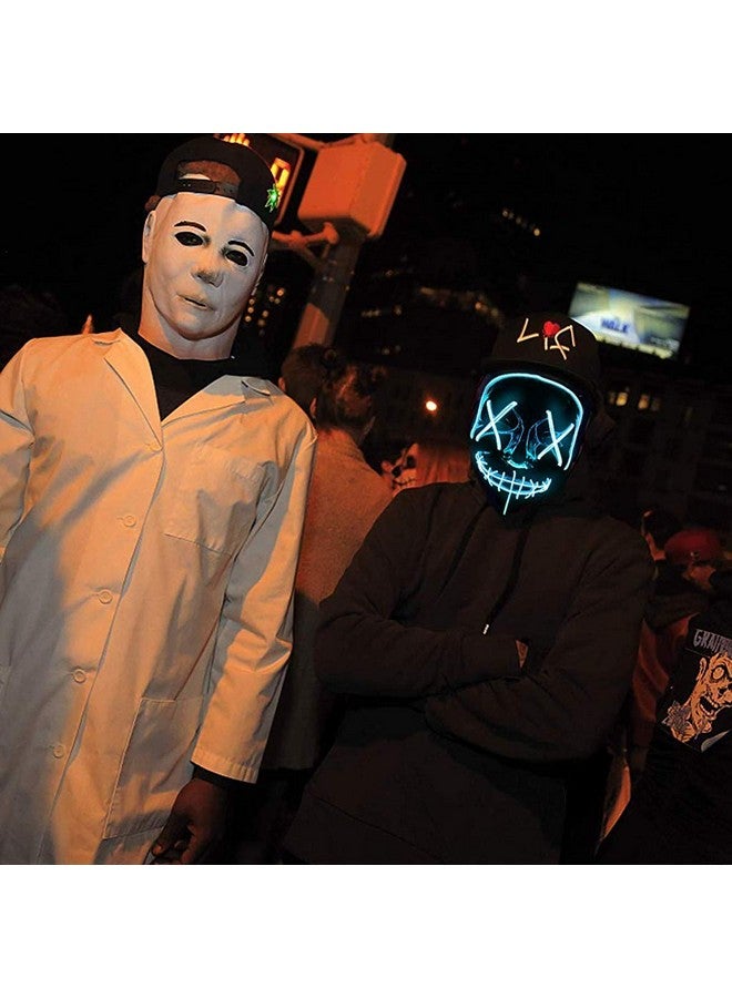 زيبويو قناع زيبويو® للهالوين للرجال، قناع شبح مضيء للهالوين، قناع شبح مضيء للعبة كول أوف ديوتي، قناع أزرق وأسود للحفلات للنساء والرجال، قناع هاكر غامض، قناع فينديتا للرعب - Image 4