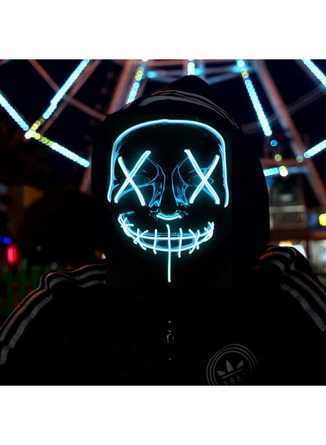 زيبويو قناع زيبويو® للهالوين للرجال، قناع شبح مضيء للهالوين، قناع شبح مضيء للعبة كول أوف ديوتي، قناع أزرق وأسود للحفلات للنساء والرجال، قناع هاكر غامض، قناع فينديتا للرعب - Image 3