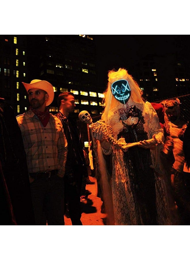 زيبويو قناع زيبويو® للهالوين للرجال، قناع شبح مضيء للهالوين، قناع شبح مضيء للعبة كول أوف ديوتي، قناع أزرق وأسود للحفلات للنساء والرجال، قناع هاكر غامض، قناع فينديتا للرعب - Image 5