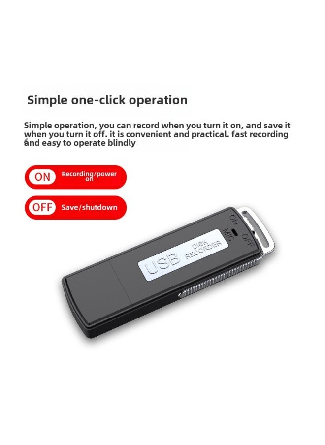 Generic Running Volume Usb Recording Pen Usb Recording Pen One-key Recording Power-off Save In-line Usb Recording Pen-Color:Black Double Mouth-Capacity:64GB  - Image 2