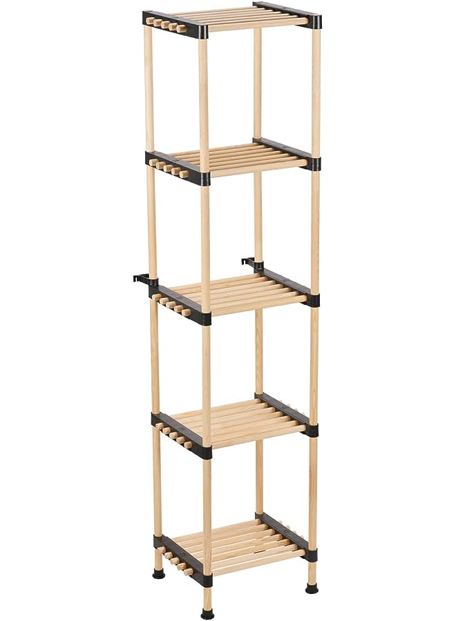 Raxoom Wood Modular 5 Shelf Functional Organizer, Flower bed, Wooden Shoe Rack - Storage Bench, Closet, Bathroom, Kitchen, Entry Wood Organizer (5 Shelves) - Image 1