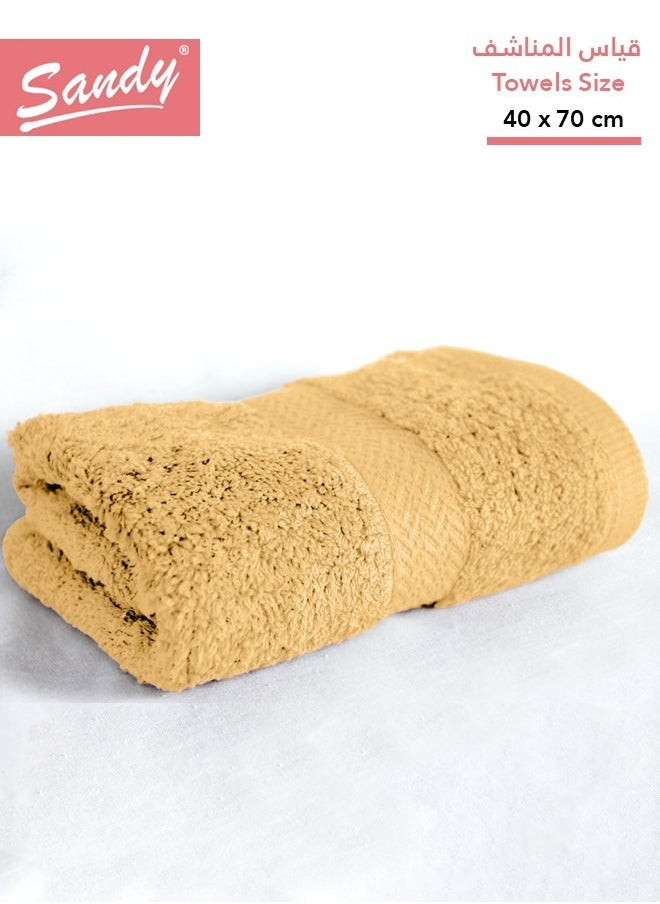 Sandy - Sandy 100% Cotton Luxury Bath Towel for Face, Ideal for Daily Use, Quick Dry, High Absorbent and Super Soft 70x40 cm, Camel - Image 1