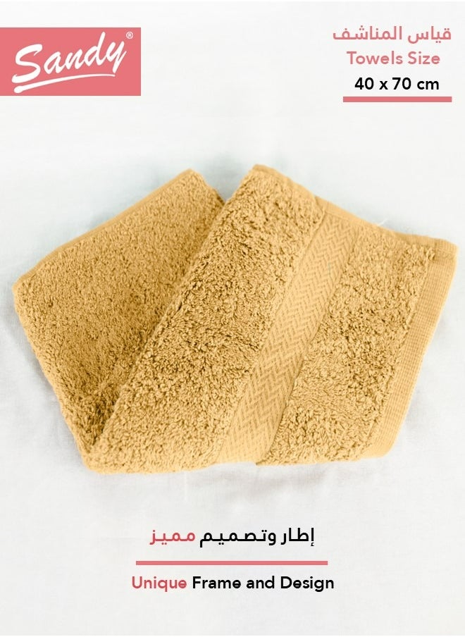 Sandy - Sandy 100% Cotton Luxury Bath Towel for Face, Ideal for Daily Use, Quick Dry, High Absorbent and Super Soft 70x40 cm, Camel - Image 1