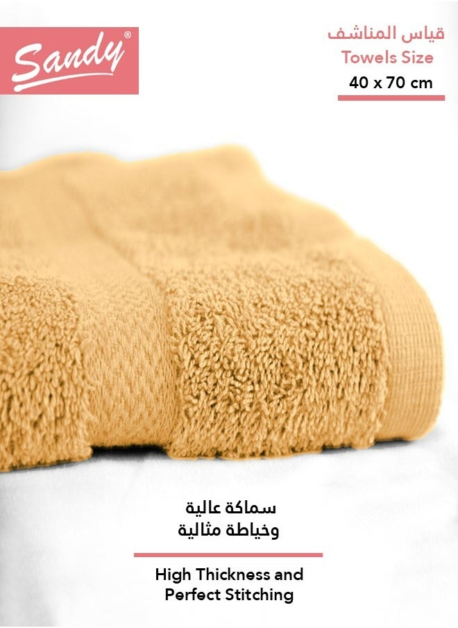 Sandy - Sandy 100% Cotton Luxury Bath Towel for Face, Ideal for Daily Use, Quick Dry, High Absorbent and Super Soft 70x40 cm, Camel - Image 1