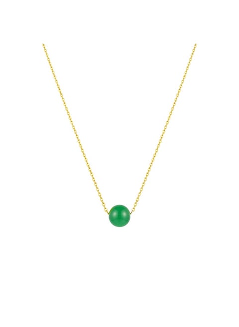18K Gold Plated Stainless Steel Aesthetic Exquisite Luxury Elegant Dainty Cute Trendy High-End Minimalist Hypoallergic Delicate Simple Polished Natural Jade Bead Necklace Jewelry Gift For Women