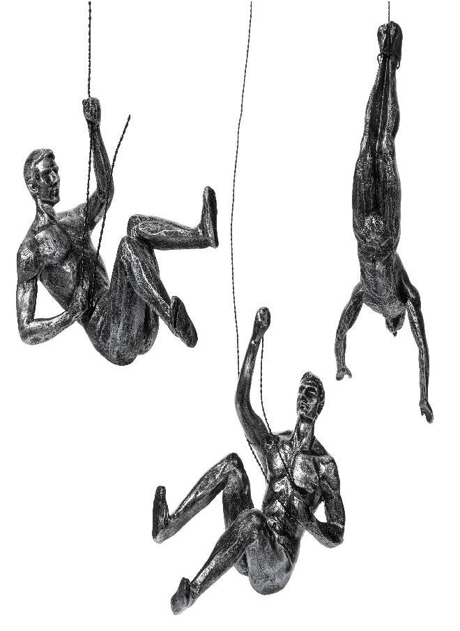 Gute - Set of 3 Climbing Men Man Wall Art Decor Sculpture by Gute (Set of 3) - Perfect Home Decor Gift, Climbing Man Wall Art Sculpture Decoration Statue Figurine Home & Office Rock Climbing Unique Gifts - Image 1