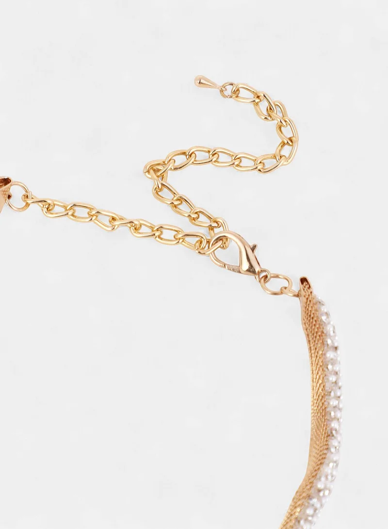 SOHI Crystal-Swirl Choker Artificial Necklace Jewellery