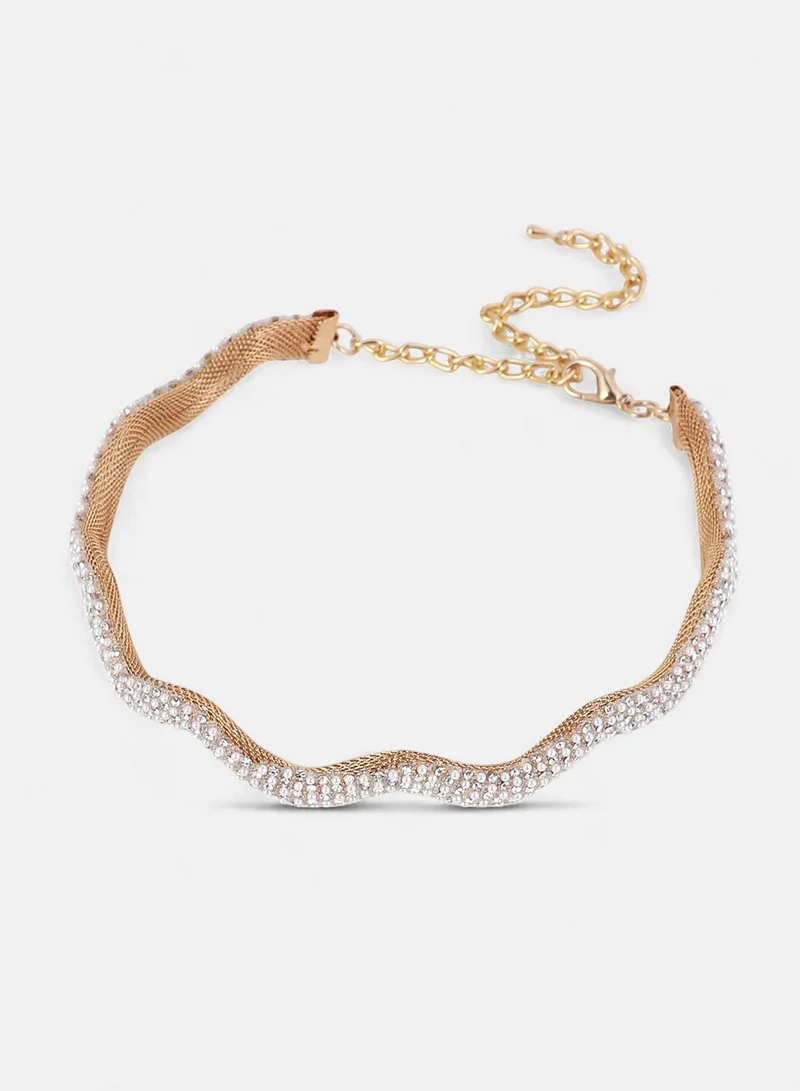 SOHI Crystal-Swirl Choker Artificial Necklace Jewellery