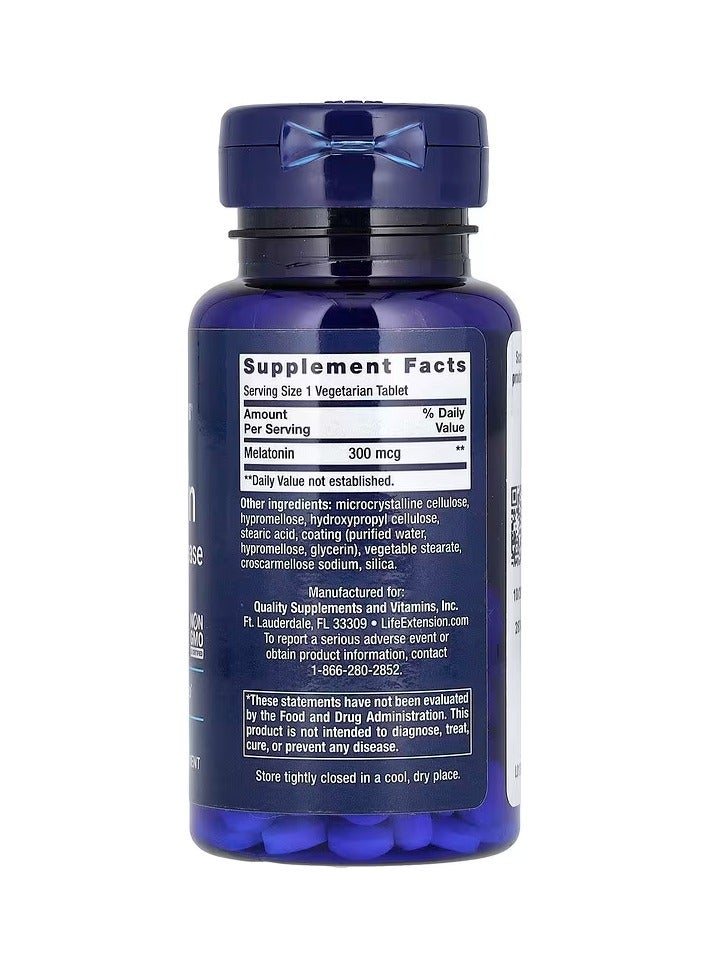 Life Extension Melatonin 6 Hour Timed Release 300 mcg 100 Vegetarian Tablets - Image 2