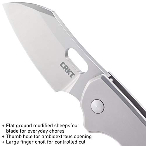 CRKT Pilar EDC Folding Pocket Knife: Compact Everyday Carry, Satin Blade with Finger Choil, Thumb Slot Open, Frame Lock Stainless Handle, Reversible Pocket Clip 5311 - Image 4