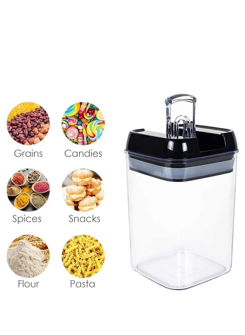 NANAO 6pc Air-Tight Food Storage Containers - 100% Leakproof BPA-Free Kitchen Set for Cereal/Flour/Pasta, Includes Labels + Marker + Measuring Spoons (Stackable Space-Saving)  - Image 3