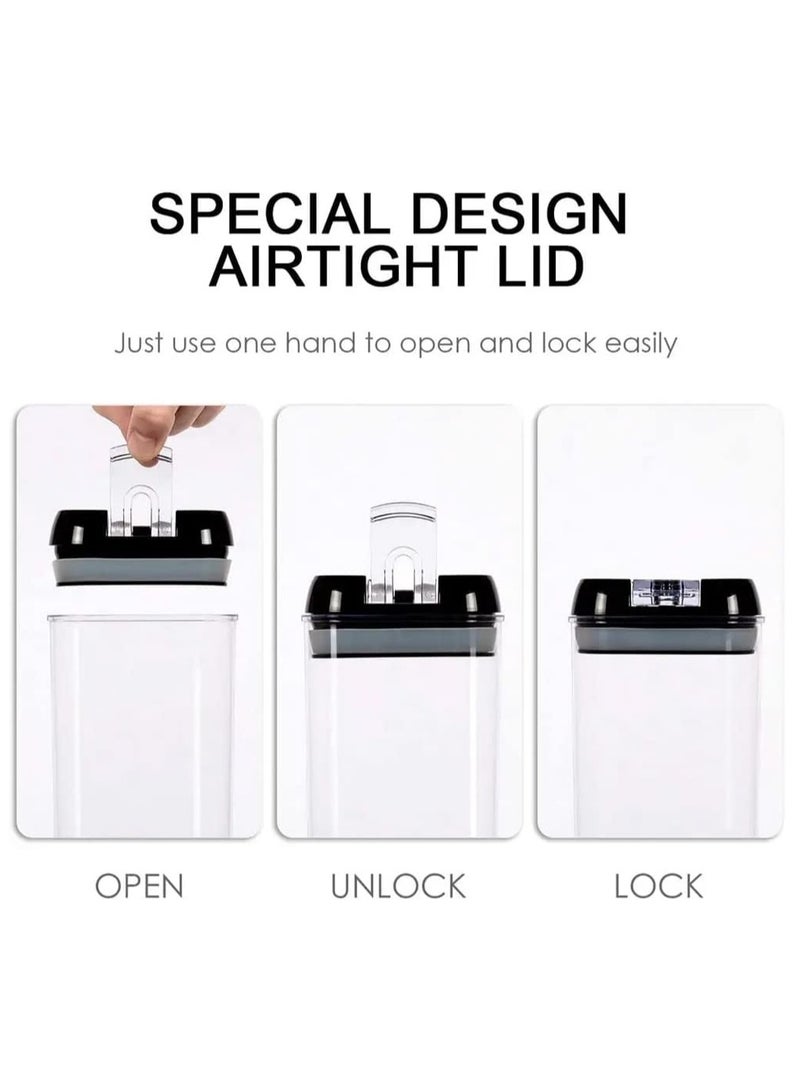 NANAO 6pc Air-Tight Food Storage Containers - 100% Leakproof BPA-Free Kitchen Set for Cereal/Flour/Pasta, Includes Labels + Marker + Measuring Spoons (Stackable Space-Saving)  - Image 4
