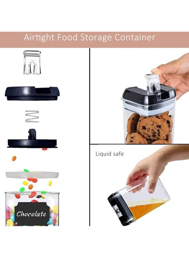 NANAO 6pc Air-Tight Food Storage Containers - 100% Leakproof BPA-Free Kitchen Set for Cereal/Flour/Pasta, Includes Labels + Marker + Measuring Spoons (Stackable Space-Saving)  - Image 5