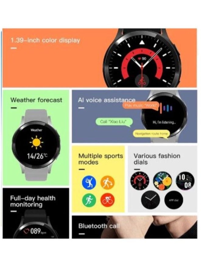 F8 Smart Watch 1.39" Full HD IPS Touch Screen, Bluetooth 5.0 Calling, AI Voice Assistant, Heart Rate B.P & SpO₂ Monitor, Sleep Tracking, IP67 Waterproof Fitness Watch for Men & Women - Gray - Image 3