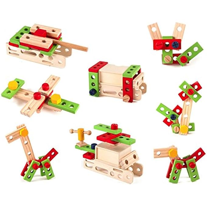 43 PCS KIDS TOOL BOX WOODEN SET, KIDS TOOL KITS, BOY GIFT LEARNING TOY CONSTRUCTION SET PRETEND PLAYSET GIFT FOR KIDS - Image 4