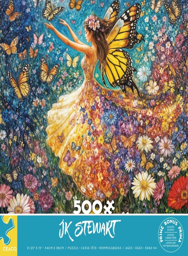 سيكو أحجية الصور المقطوعة Ceaco - JK Stewart - Lady Butterfly - 500 قطعة - نشاط ممتع ومريح للكبار - Image 3